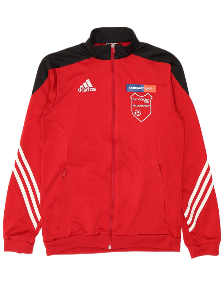 Adidas Hombre Gráfico Chándal Top Chaqueta Pequeño Rojo Colorblock Poliéster