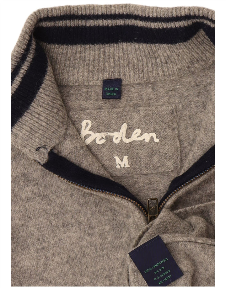 Boden Suéter tipo jersey con cremallera y cuello para mujer UK 44 Lana moteada gris medio