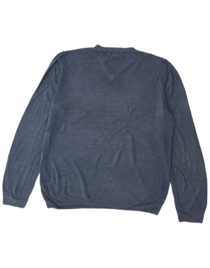 Marks & Spencer - Jersey con cuello en V para hombre, talla 3XL, acrílico azul