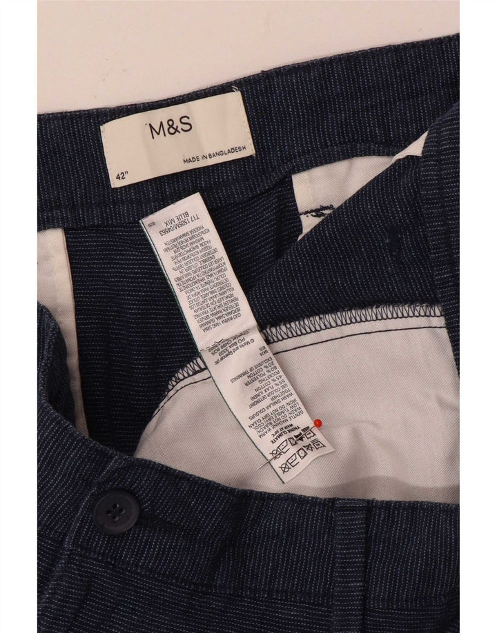 Marks & Spencer Pantalones cortos chinos para hombre W42 2XL Lino azul