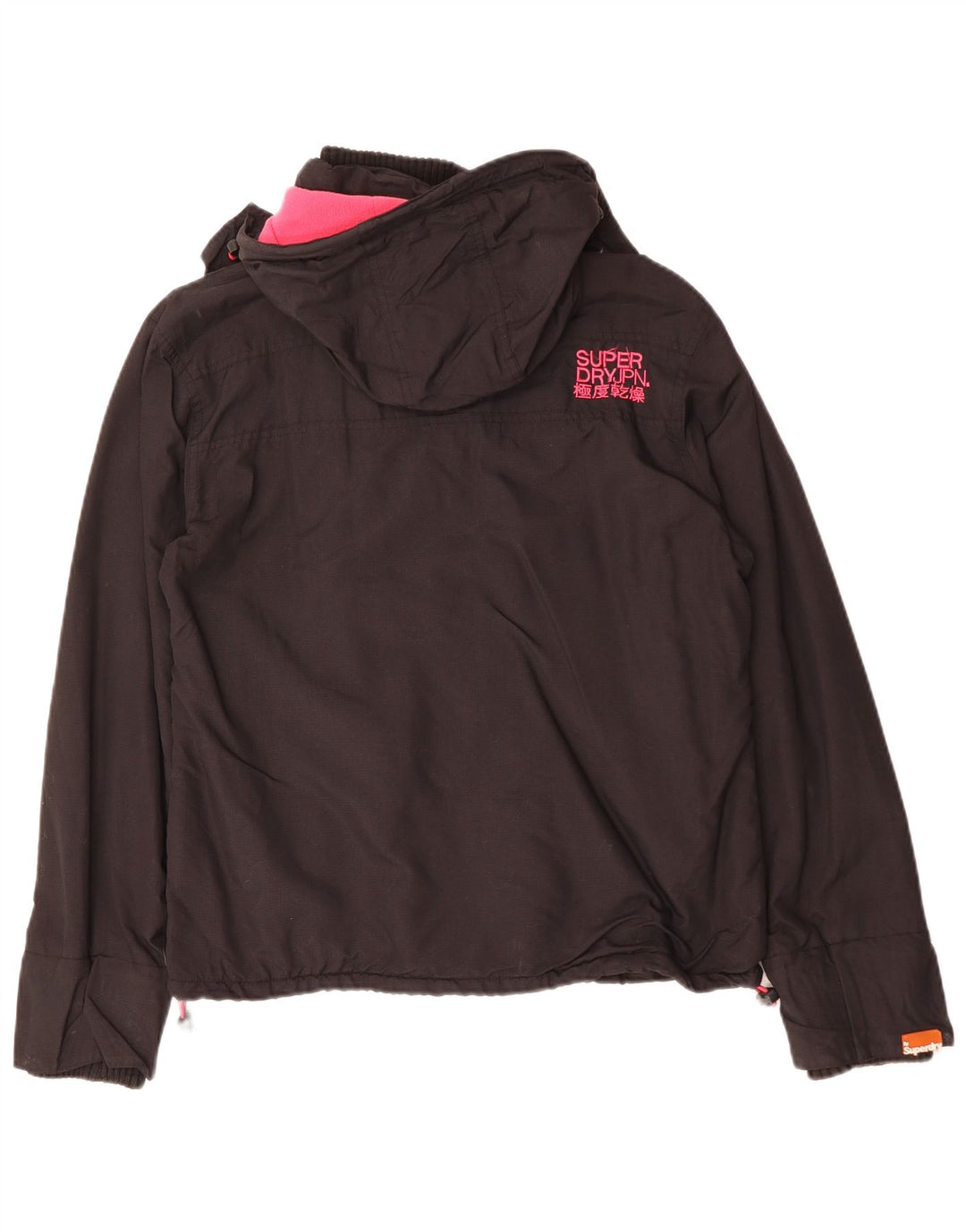 SUPERDRY Chaqueta cortavientos con capucha para mujer UK 40 XL Nylon negro