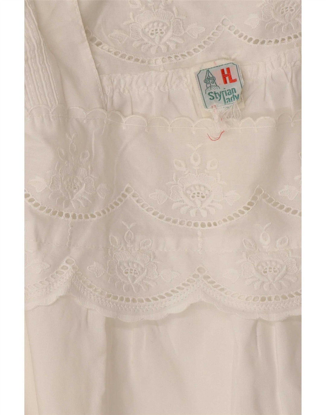 Vintage mujer blusa Top Reino Unido 16 grande blanco floral