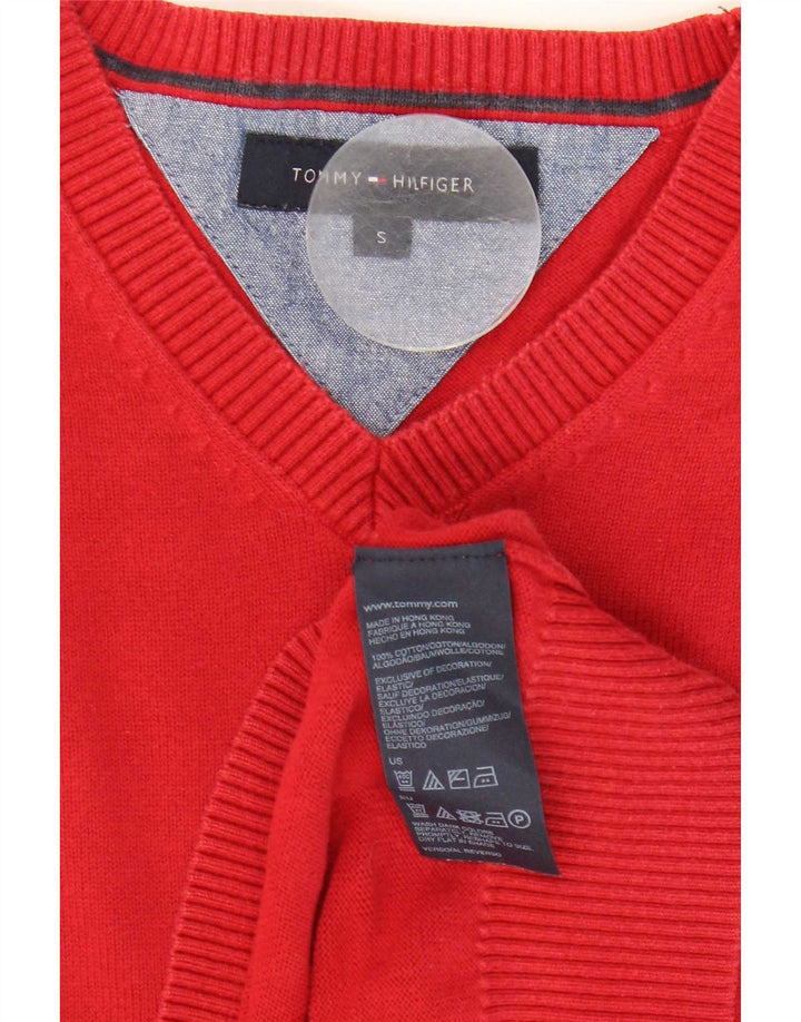 Tommy Hilfiger Jersey con cuello en V para hombre pequeño de algodón rojo
