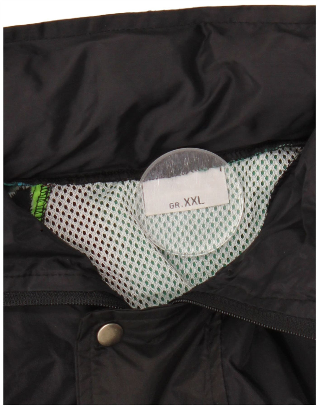 VINTAGE Chaqueta de lluvia con capucha para hombre Reino Unido 44 2XL Negro Geométrico