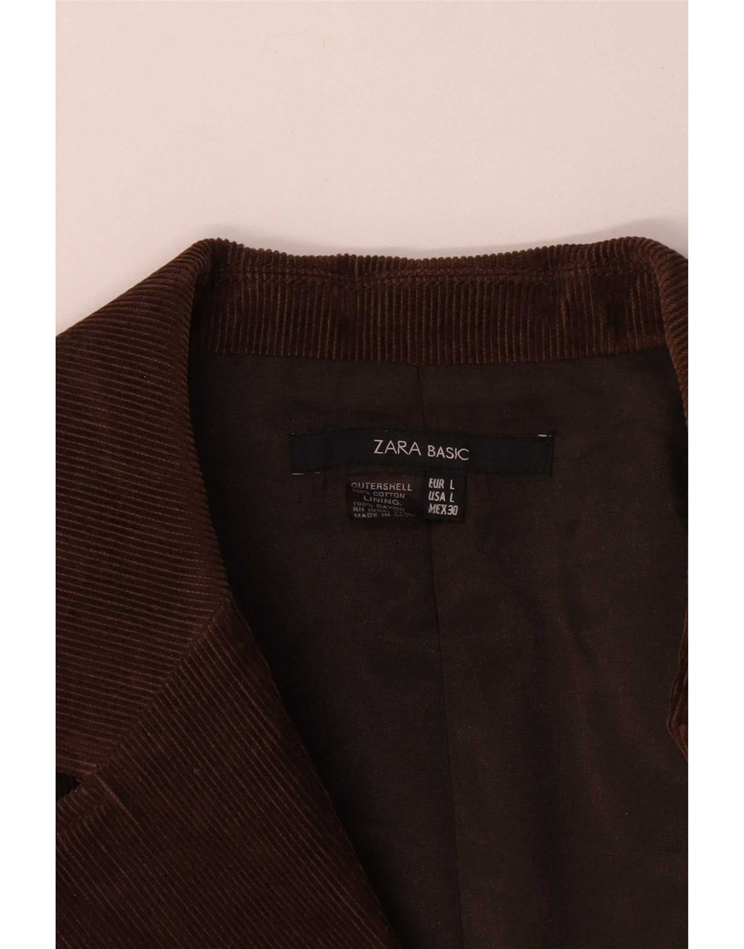 Zara Chaqueta Blazer De Pana De 3 Botones para Mujer UK 44 Grande Algodón Marrón