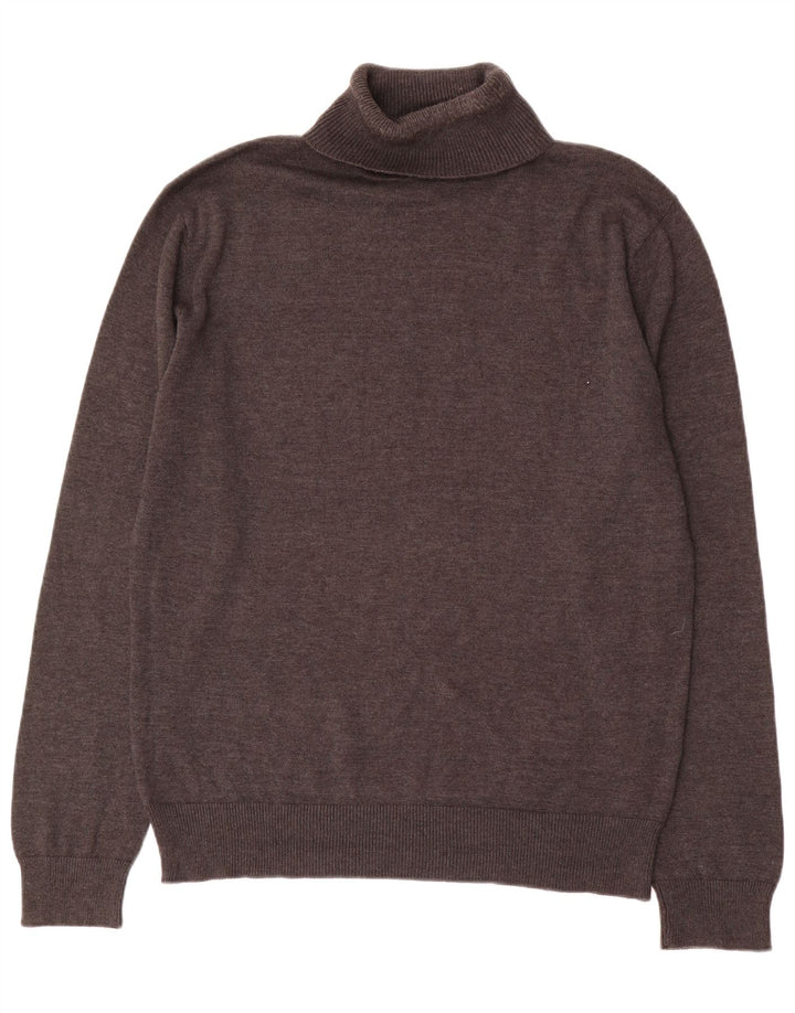 French Connection Jersey con cuello vuelto para hombre, talla grande, algodón marrón