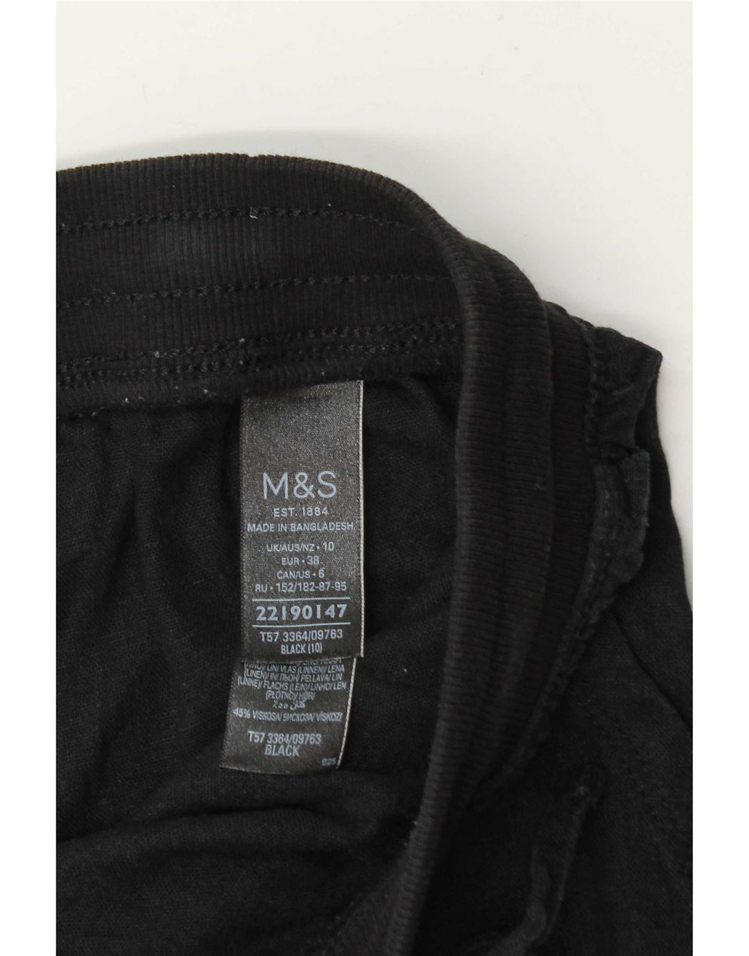 Marks & Spencer Pantalones cortos chinos para mujer UK 10 Small W32 Black Linen