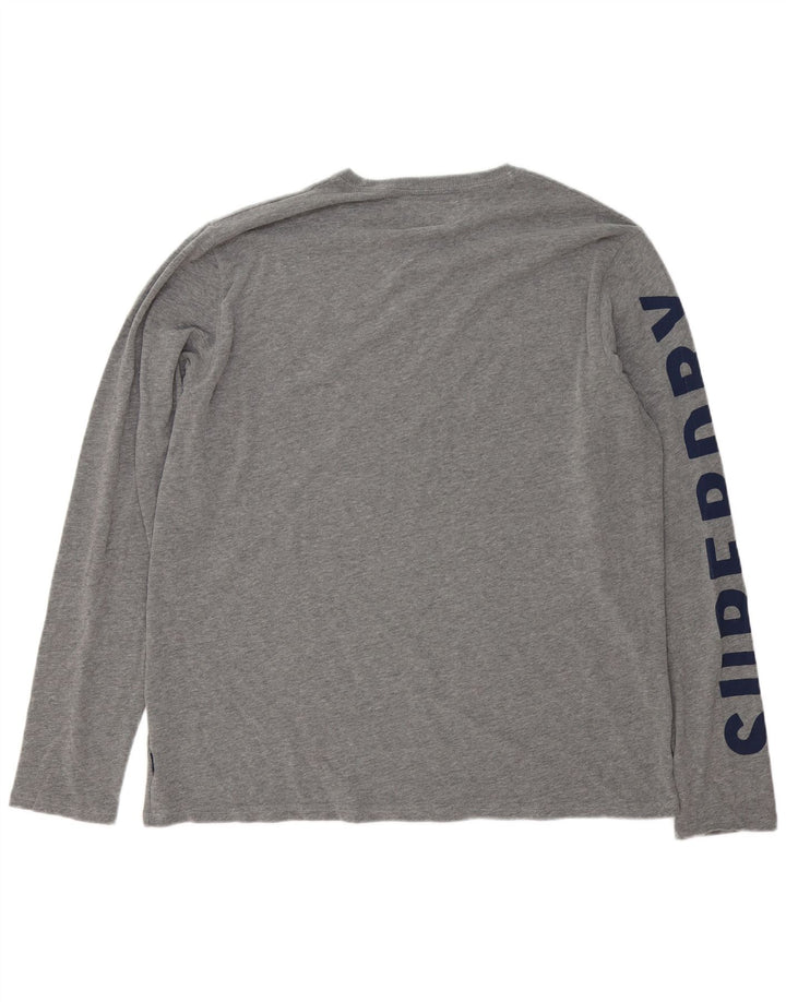 Superdry Hombre Gráfico Top Manga Larga 3XL Algodón Gris