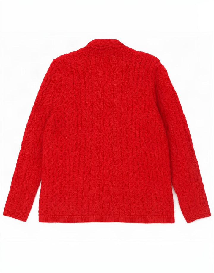 Aran Crafts - Cárdigan para mujer, talla 40, lana merina roja mediana