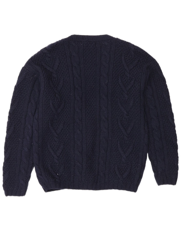 L.L.Bean Suéter tipo cárdigan extragrande para mujer UK 10 Small Lana azul marino