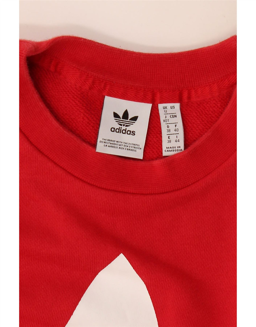 ADIDAS Sudadera gráfica para mujer Jumper UK 12 Mediano Rojo Algodón