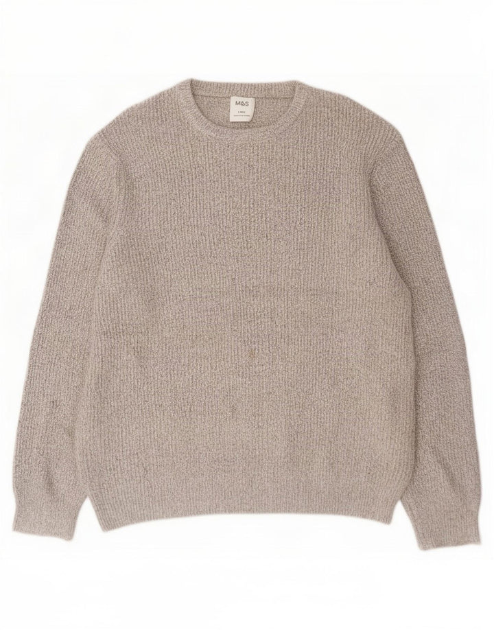 Marks & Spencer - Jersey de cuello redondo para hombre, talla grande, poliamida beige