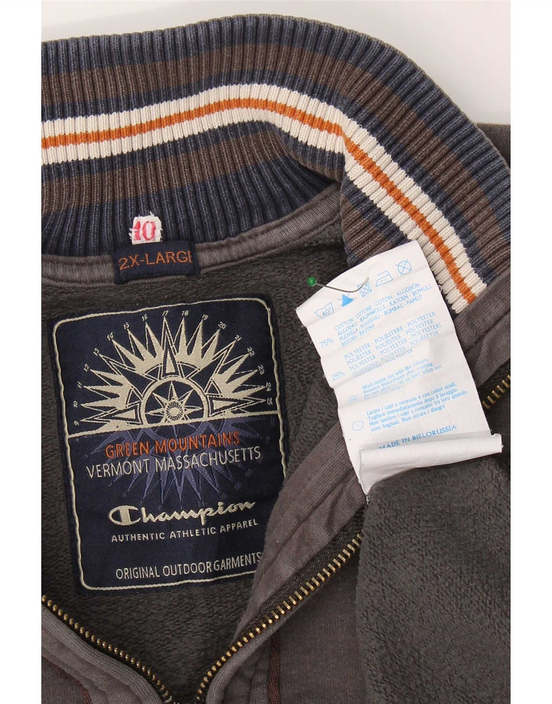 Champion Sudadera con cuello y cremallera para hombre, talla 2XL, algodón gris