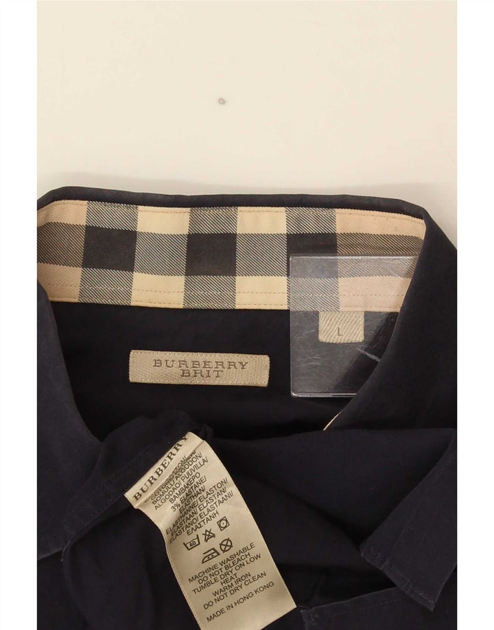 Burberry Camisa BRIT para hombre grande de algodón azul marino
