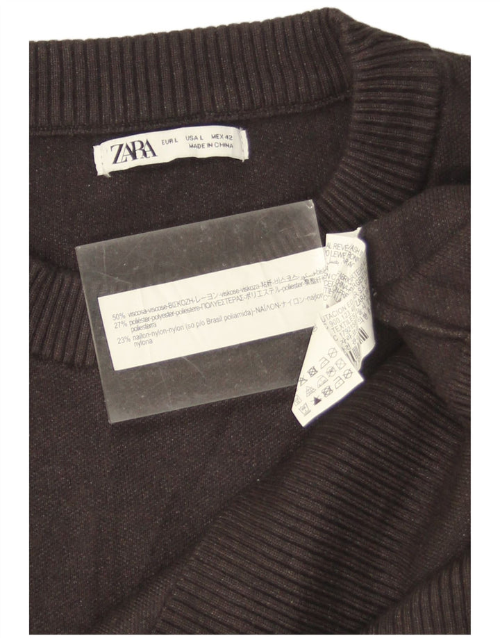 Zara Hombre Jersey De Cuello Redondo Jersey Grande Viscosa Gris