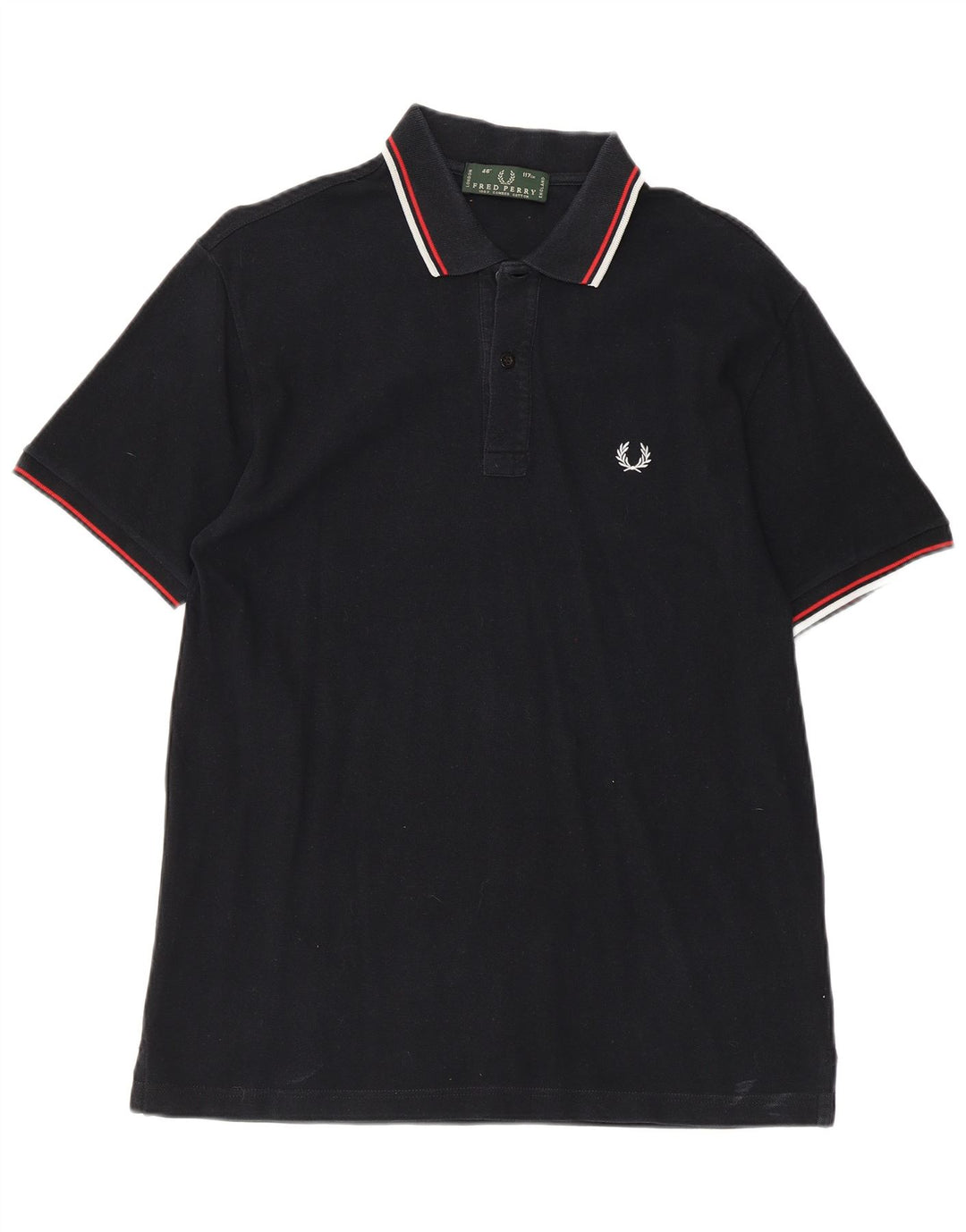 Fred Perry Polo para hombre grande de algodón negro