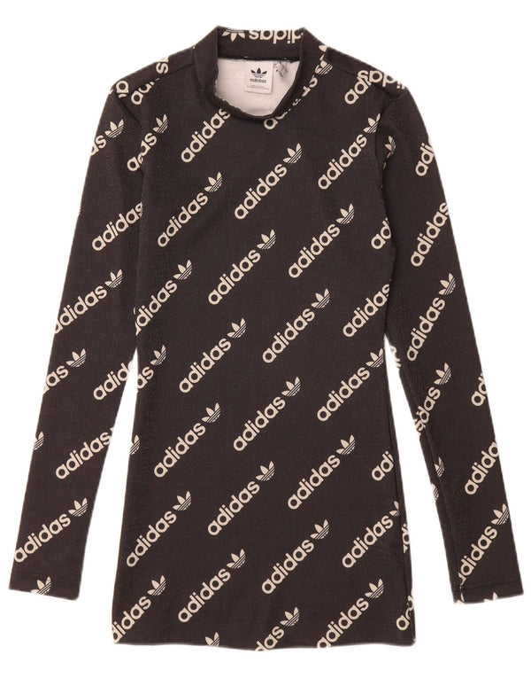 ADIDAS Vestido camiseta gráfico de manga larga para mujer UK 4 XS Negro