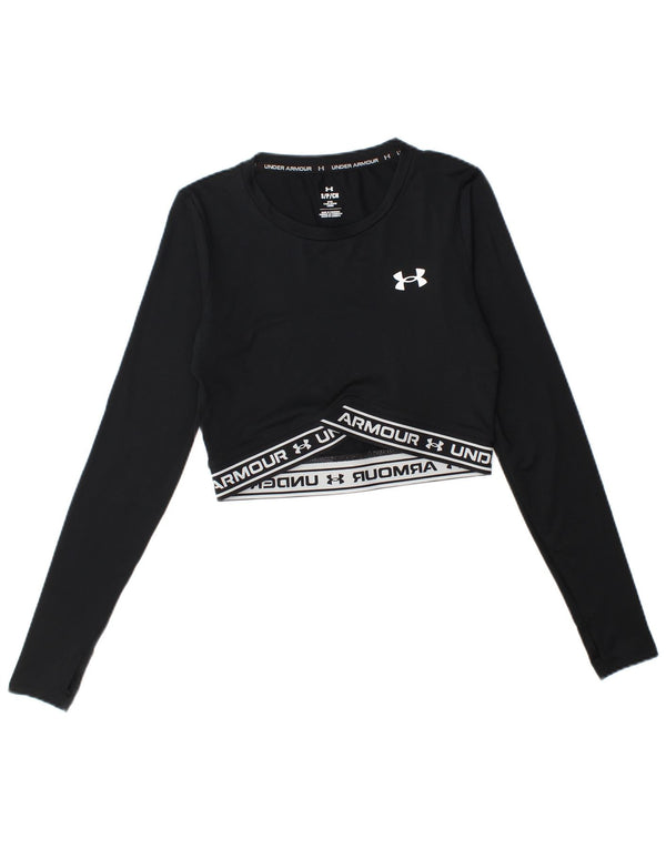 Under Armour Mujer Crop Graphic Top Manga Larga UK 10 Small Negro