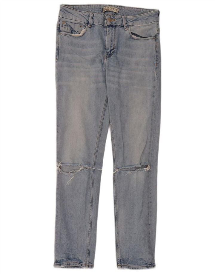 Zara Jeans Slim Desgastados para Mujer EU 38 Small W28 L28 Azul