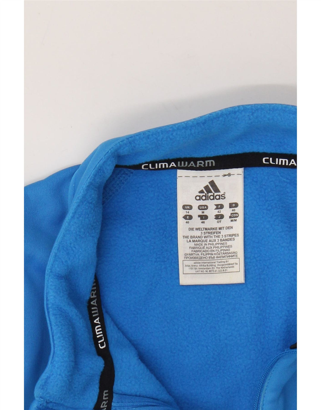 ADIDAS Mujer Climawarm Zip Neck Sudadera Jumper UK 14 Azul Medio
