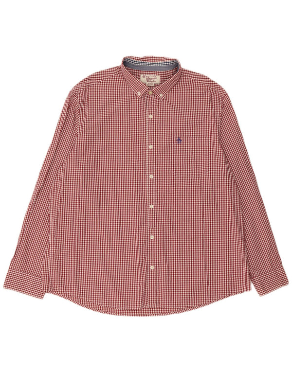 Camisa Penguin Hombre XL Algodón Vichy Rojo