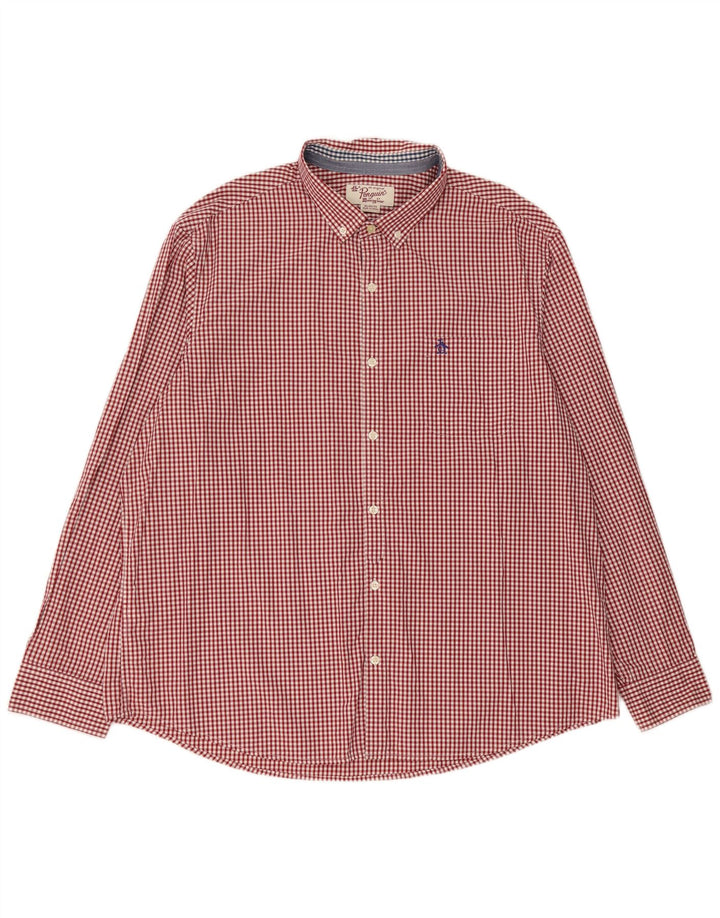 Camisa Penguin Hombre XL Algodón Vichy Rojo