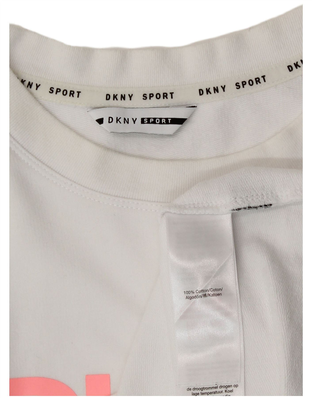 Dkny Top gráfico extragrande para mujer, manga larga, Reino Unido 44, algodón blanco mediano