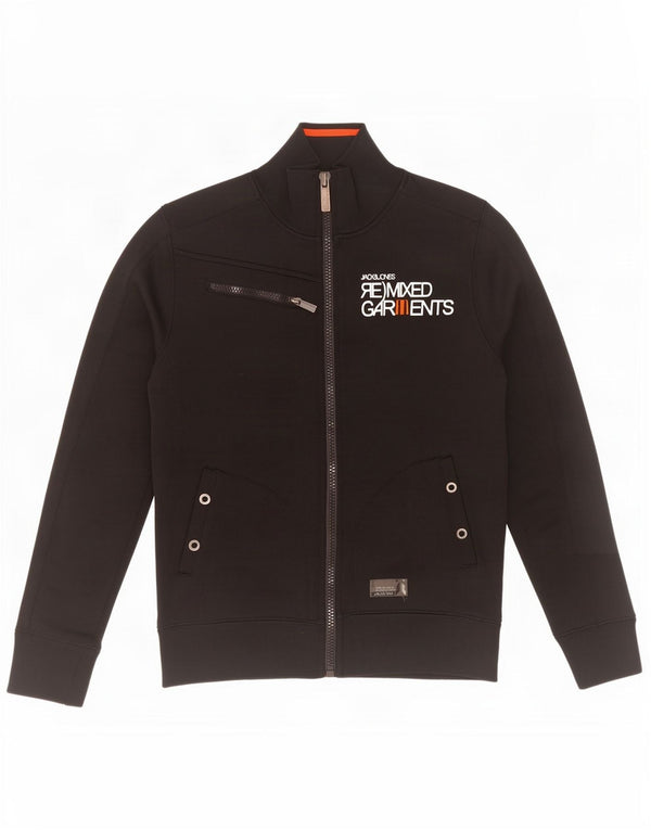 Jack & Jones Hombre Graphic Chándal Top Chaqueta Pequeña Algodón Negro