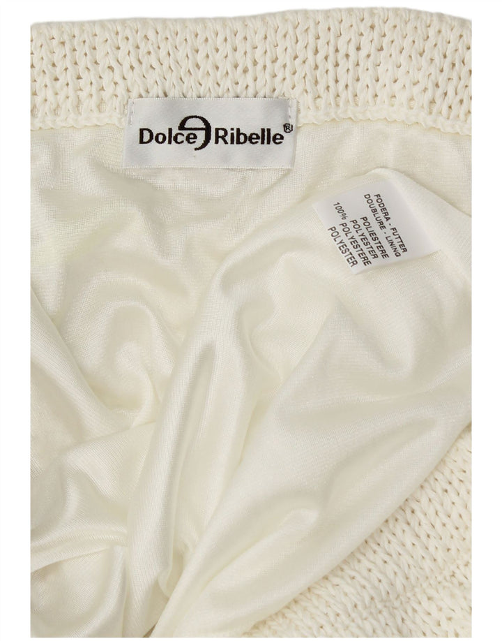 VINTAGE Falda asimétrica de punto para mujer W34 Poliéster blanco grande