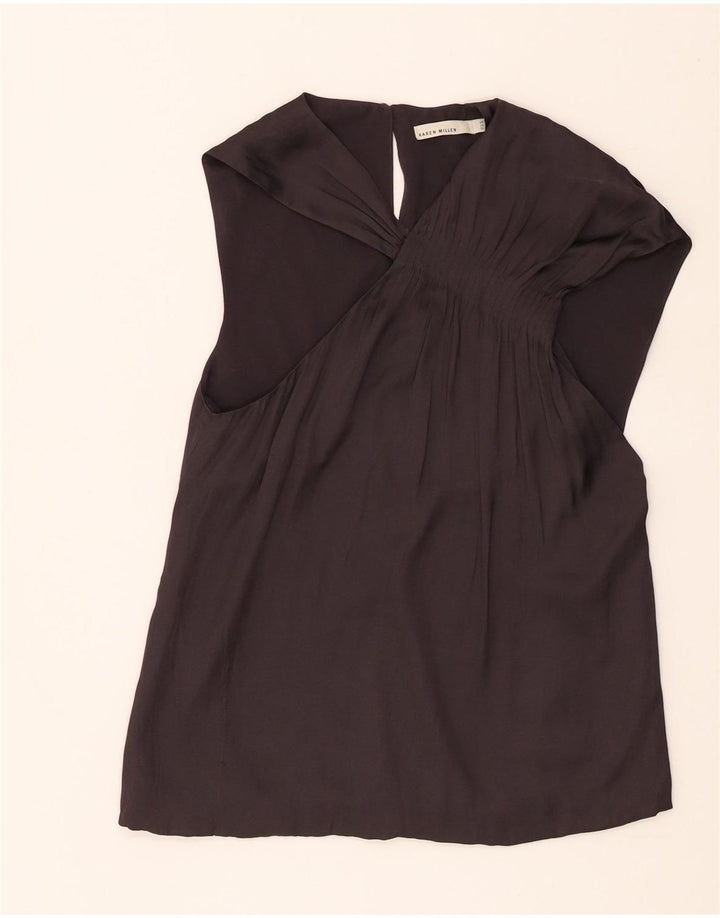 Karen Millen Blusa sin mangas para mujer Top UK 8 Small Poliéster negro
