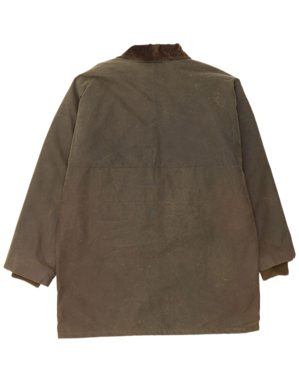 Vintage mujer chaqueta de algodón encerado Reino Unido 14 grande caqui