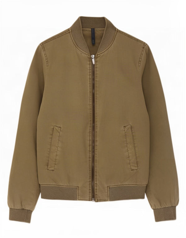Zara Mens Bomber Jacket UK 36 Small Caqui Algodón