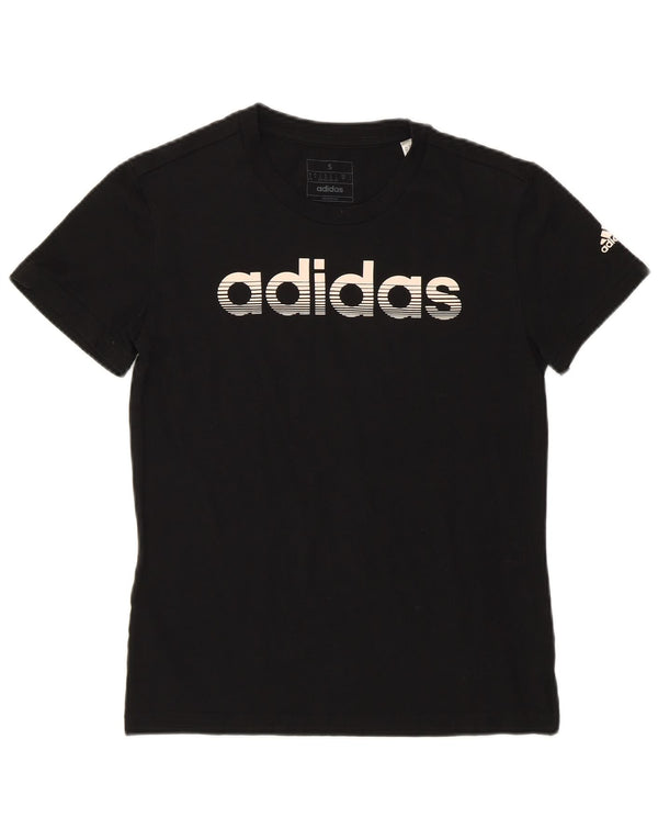 ADIDAS Camiseta gráfica para mujer Top UK 8/10 Small Black Cotton