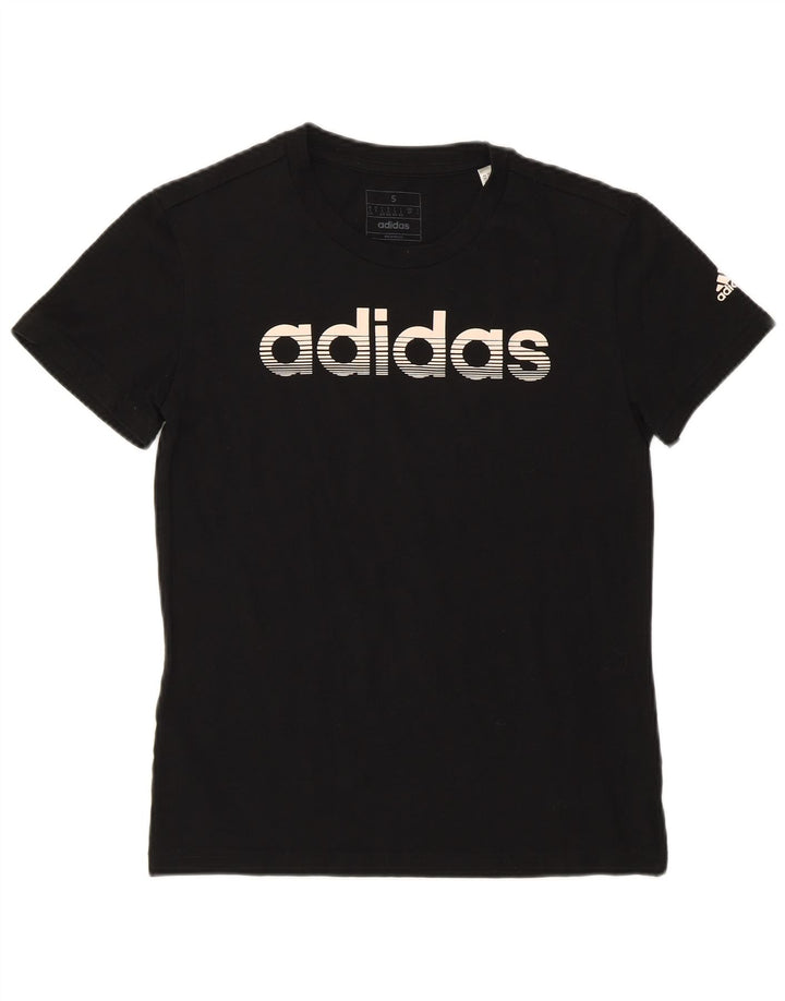 ADIDAS Camiseta gráfica para mujer Top UK 8/10 Small Black Cotton