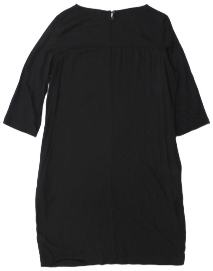 Marks & Spencer Vestido recto de manga 3/4 para mujer UK 42 Viscosa negra mediana