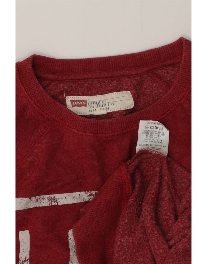 LEVI'S Sudadera con gráfico de ajuste estándar para hombre, jersey pequeño de algodón rojo