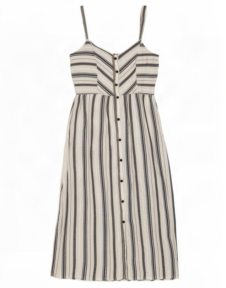 Zara Mujer Vestido De Verano UK 6 XS Blanco Rayas