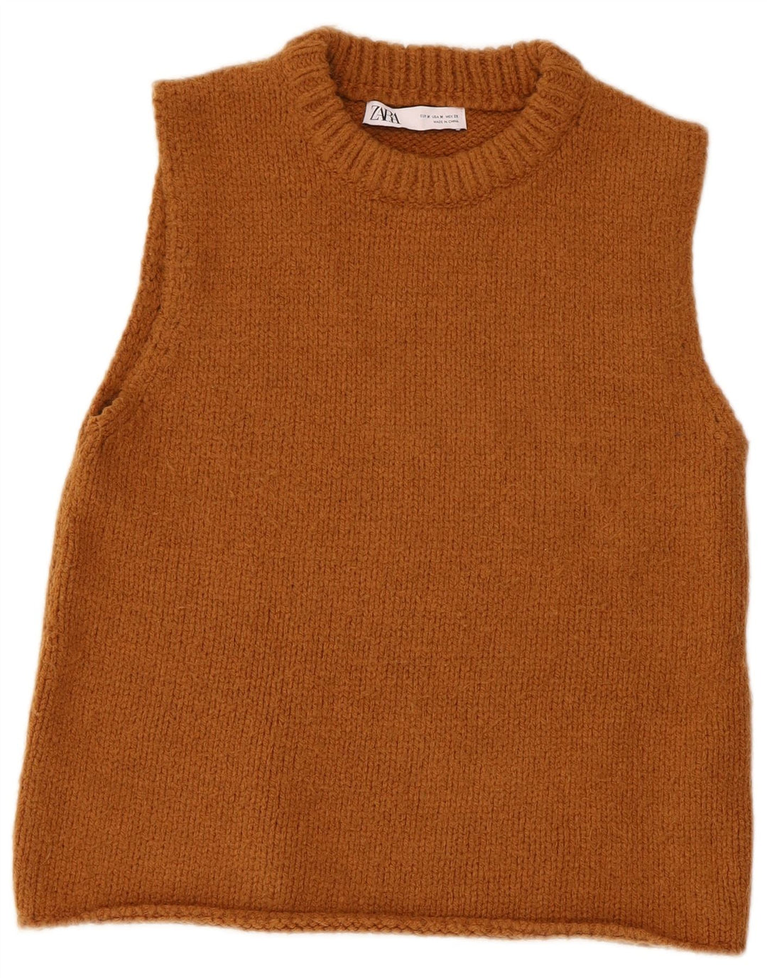 Zara Mujer Chaleco Tank Top UK 40 Acrílico Marrón Medio