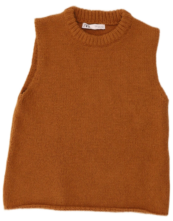 Zara Mujer Chaleco Tank Top UK 40 Acrílico Marrón Medio