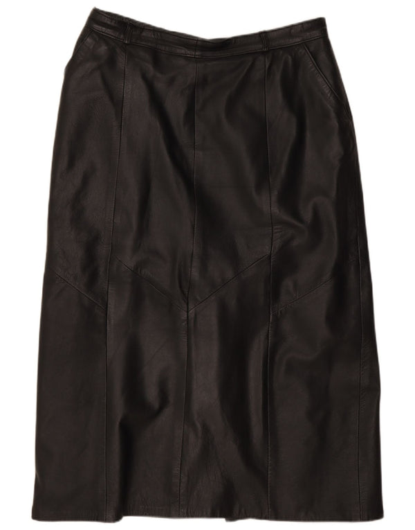 Falda de cuero vintage para mujer IT 42 Mediana W28 Negro