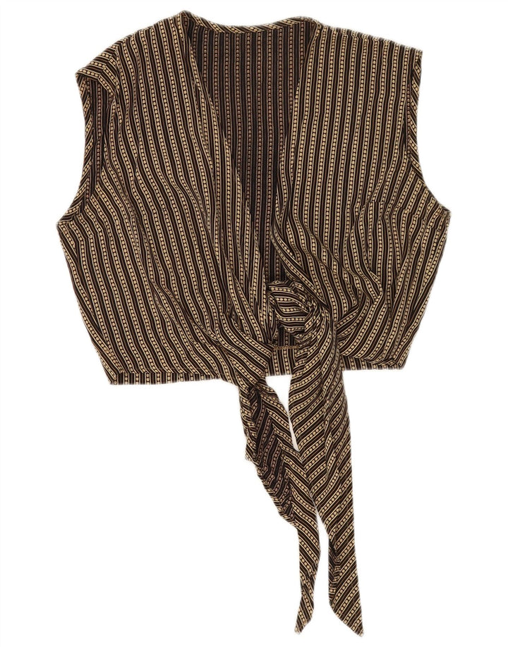 Top corto vintage sin mangas para mujer IT 42 Viscosa a rayas beige medio