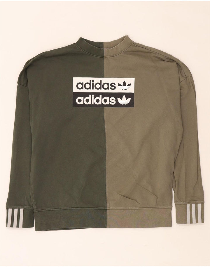 ADIDAS Sudadera extragrande para mujer, talla 8, color caqui pequeño