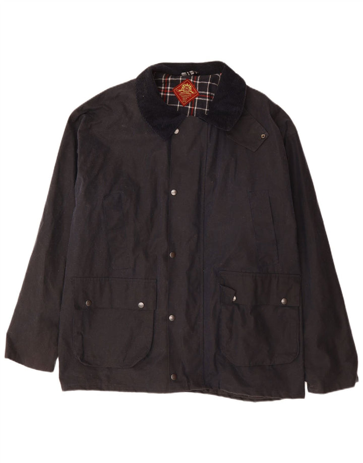 ROYAL SPENCER Chaqueta holgada de algodón encerado para hombre UK 42 XL Algodón azul marino