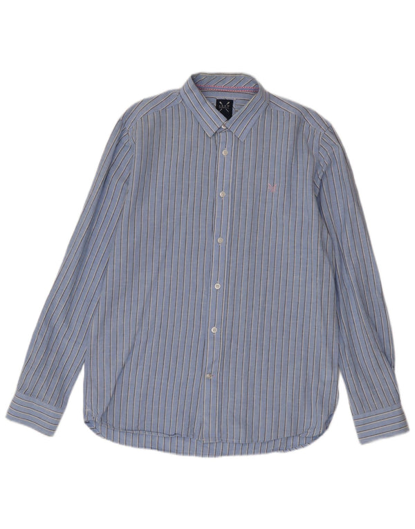 Crew Clothing Camisa ajustada para hombre de algodón a rayas azul medio