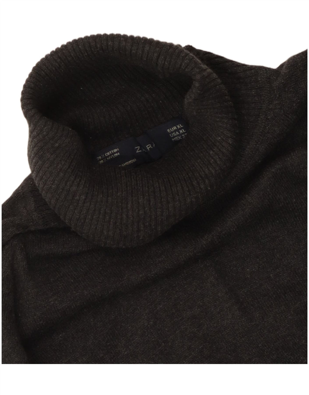 ZARA Mujer Jersey De Cuello Vuelto Jersey UK 40 XL Algodón Gris