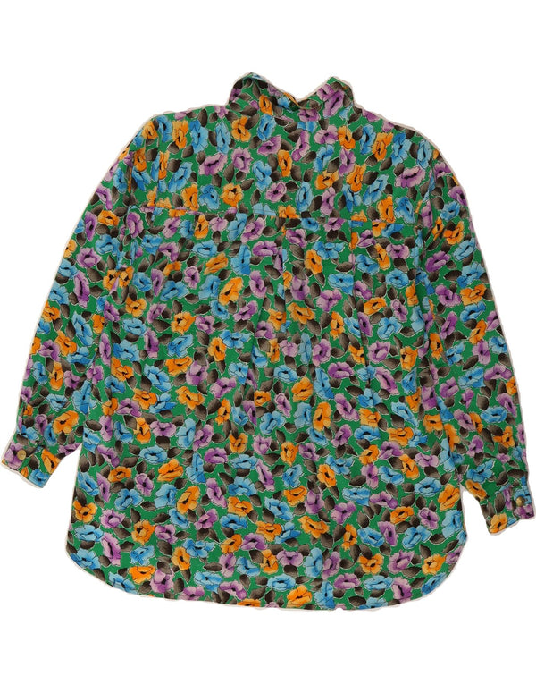 VINTAGE Blusa camisa mujer EU 36 Pequeña seda floral multicolor