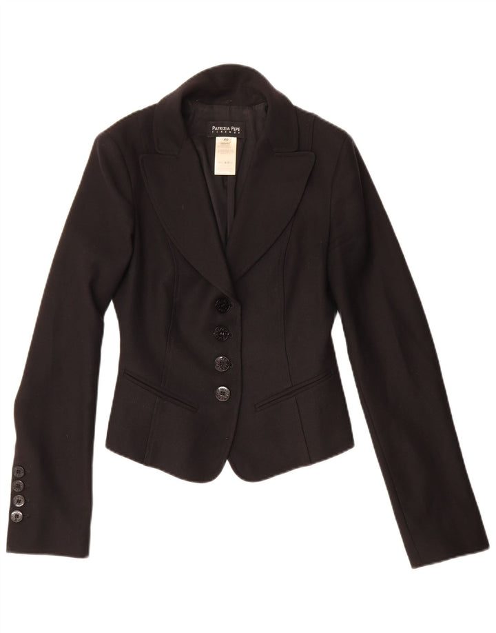 Patrizia Pepe Chaqueta Blazer De 4 Botones Para Mujer IT 40 Small Black Wool