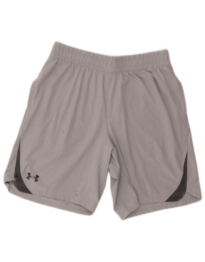 Under Armour Hombre Pantalones cortos deportivos con estampado de poliéster color block en gris medio