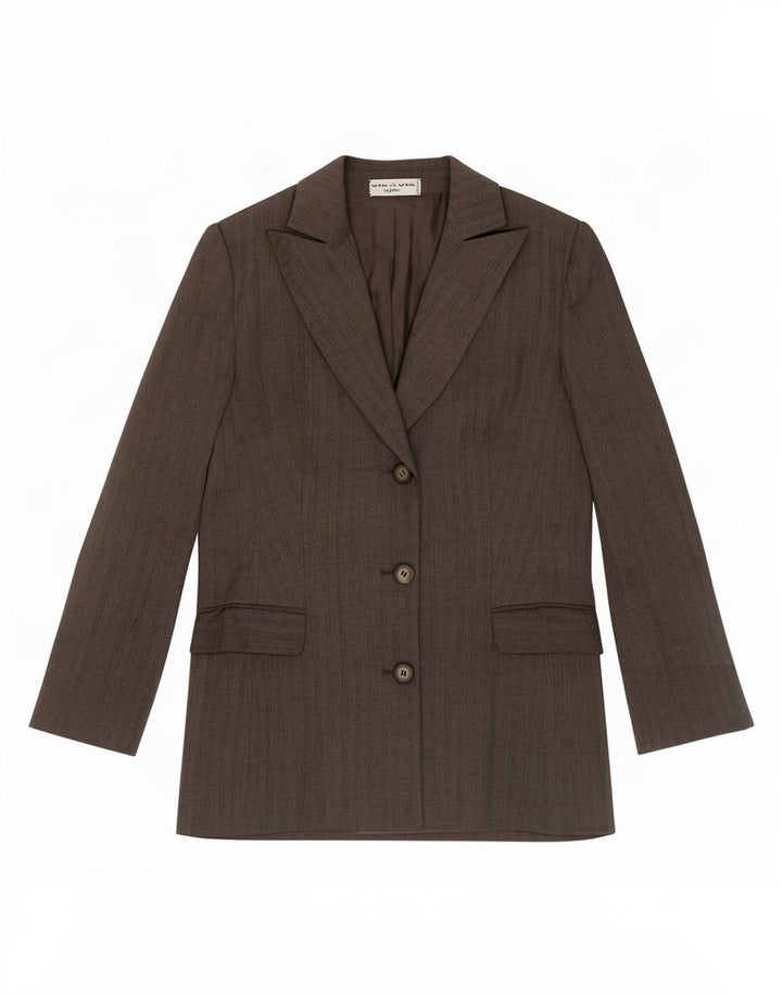 Byblos Chaqueta Blazer de 3 Botones para Mujer UK 10 Small Gris Rayas