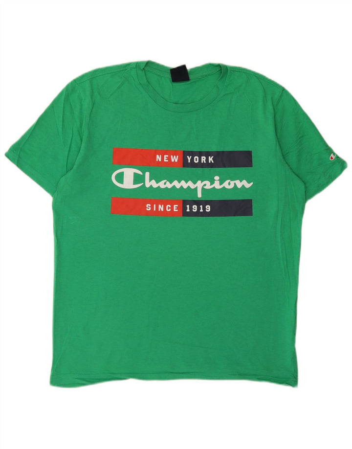Champion Camiseta Gráfica Para Hombre Top Algodón Verde Medio